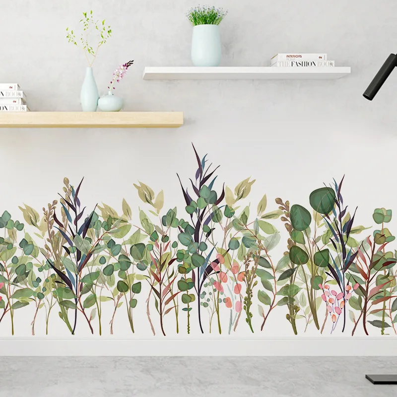 

New Flower Green Grass Baseboard Wall Stickers Skirting for Balcony Living Room Mural Art Home Decoration PVC Wall Decal