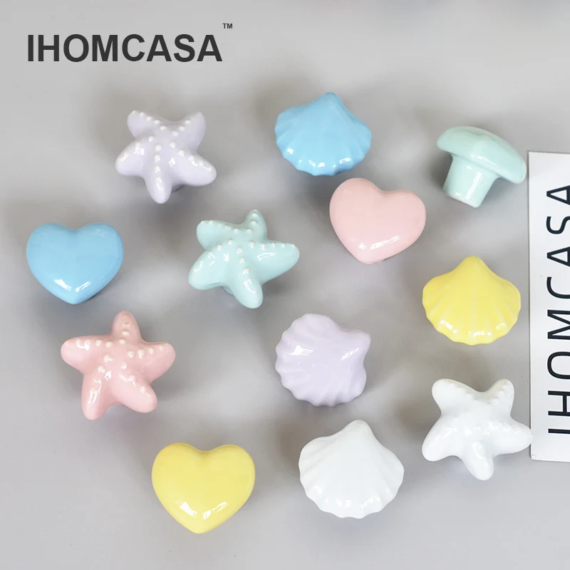Керамическая ручка IHOMCASA в форме сердца мебель для детской комнаты фурнитура