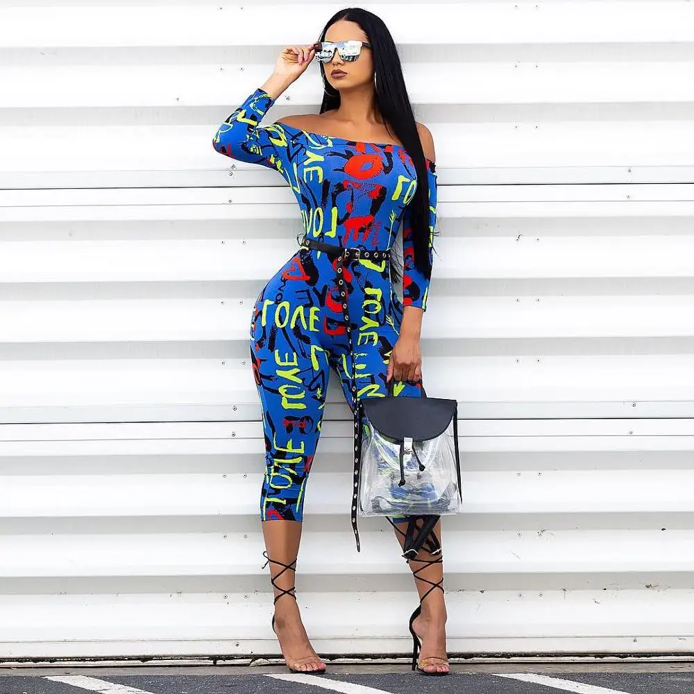 Новый женский спортивный комбинезон на молнии с длинным рукавом и принтом