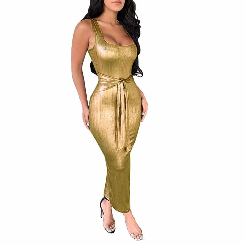 

Women Spring Autumn Square Collar PU Dress Sleeveless Lace Up Elegant Casual Dresses Sexy Fashion Party Slim Tight Dress