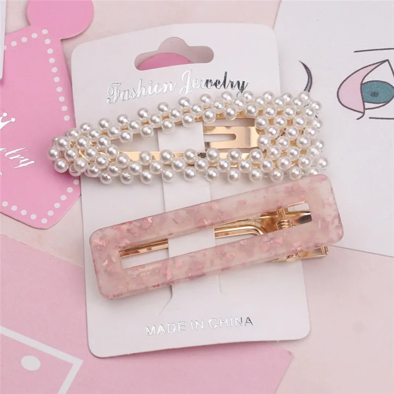 Pinksee 2pcs/set Elegant Chic Imitation Pearl Hair Clip Acetate Hairpins for Women Girls Fashion Barrette Accessories | Украшения и
