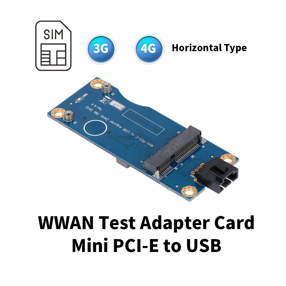 Переходник Mini PCI-E/USB со слотом для SIM-карты WWAN Test Converter Adapter Card 3G/4G горизонтального