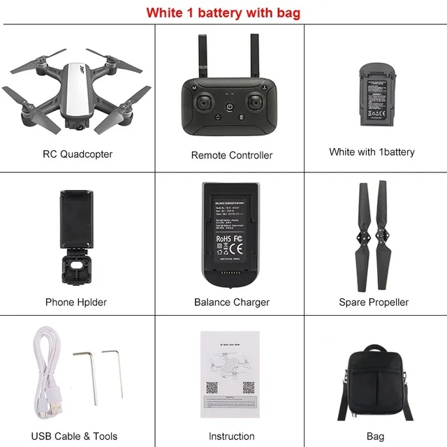 White 1 Battery 1bag JJRC X9 5G 1080P WiFi FPV Радиоуправляемый Дрон gps Бесщеточный Gimbal позиционирование потока высота удержания Квадрокоптер дистанционное управление вертолеты - Цвет: White 1 Battery 1bag