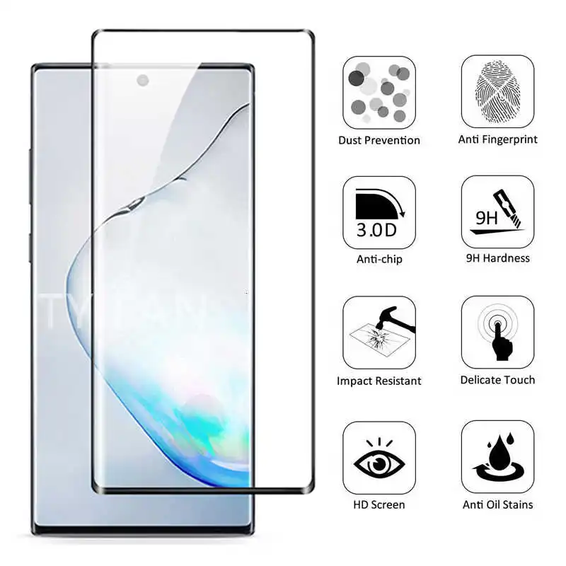 Чехол для телефона из закаленного стекла Samsung Note 10 Pro Plus Защитная пленка Galaxy не