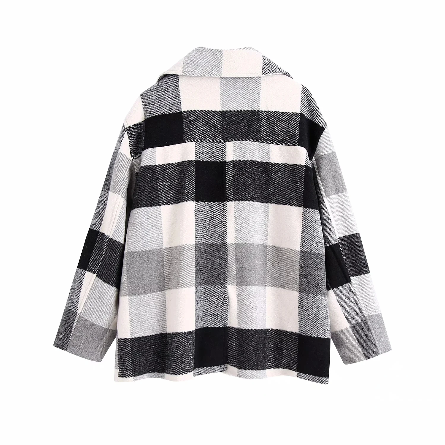 

Winter Clothing Vintage Pocket Plaid Suit Coats Fashion Slim Long Sleeve Office Wkrk Blazer Lady Casual Loose Chic Tops