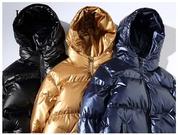 Зимняя мужская куртка толстая теплая парка серебристые яркие глянцевые куртки
