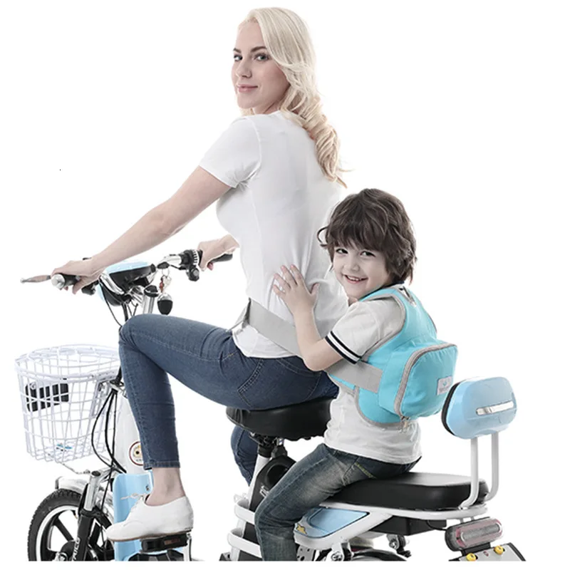 Cintur&oacute;n de seguridad ajustable para ni&ntilde;os, cintur&oacute;n de seguridad para bicicleta el&eacute;ctrica con dibujos animados, Protector de sujeci&oacute;n trasera para viajes-4