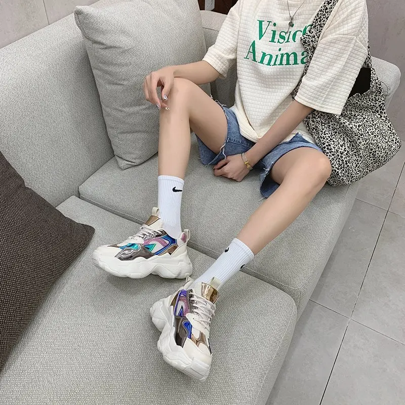 

Summer Women's Chunky Sneakers Fashion Women Platform Sports Lace Up Vulcanize Shoes Woman Female Trainers Dad Shoe 2021Adult