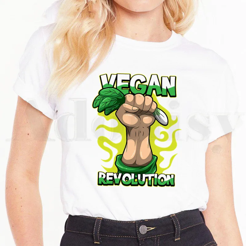 

Women's T-shirt Short Sleeve Female Vegan Friends Not Food Ulzzang Kawaii 90s T Shirts Tops Tees Harajuku Vintage