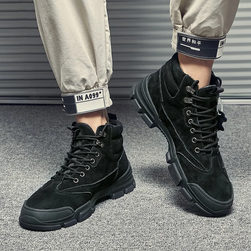

MAISMODA Warm Winter Men Boots Comfortable HIking Work Shoes Snow Ankle Boots High Top Durable Outdoor Plus Size YL656