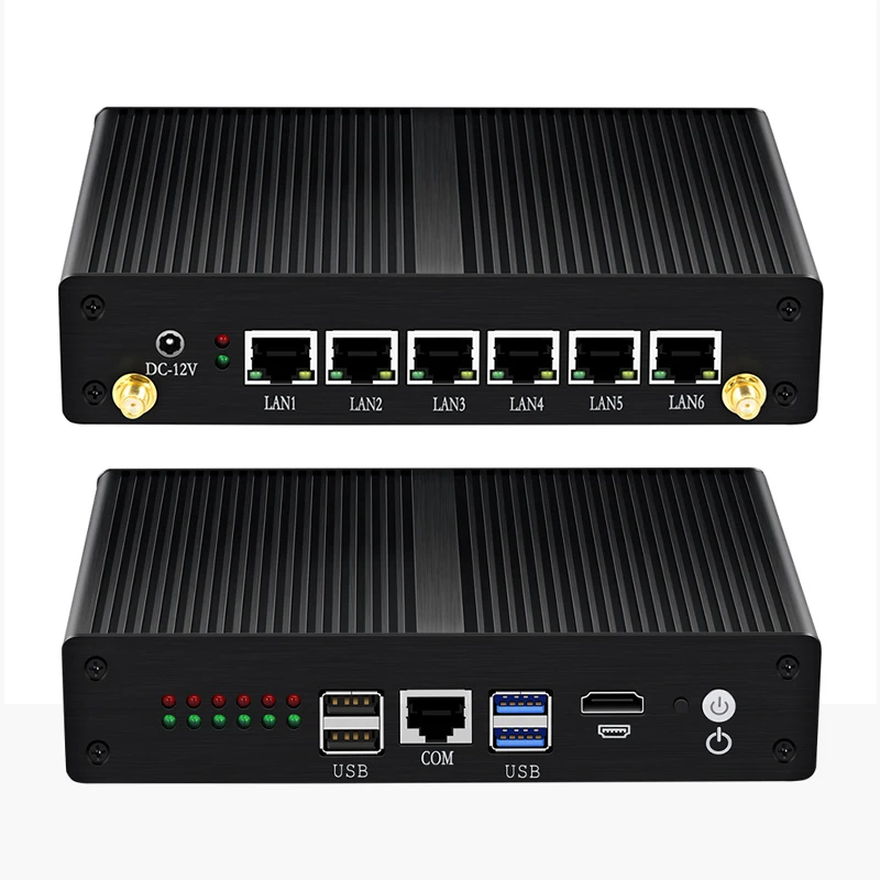 Безвентиляторный мини ПК Intel Celeron 6lan Minipc Linux Win 10 Мини компьютер Тонкий клиент LAN USB