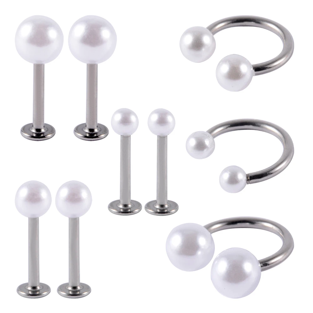 1 шт. Нержавеющая сталь жемчужное кольцо для пирсинга губ Бар кольцо и серьги-клипсы ушной хрящ спираль лепестка пирсинг в форме подковы кольцо перегородка кольцо в нос