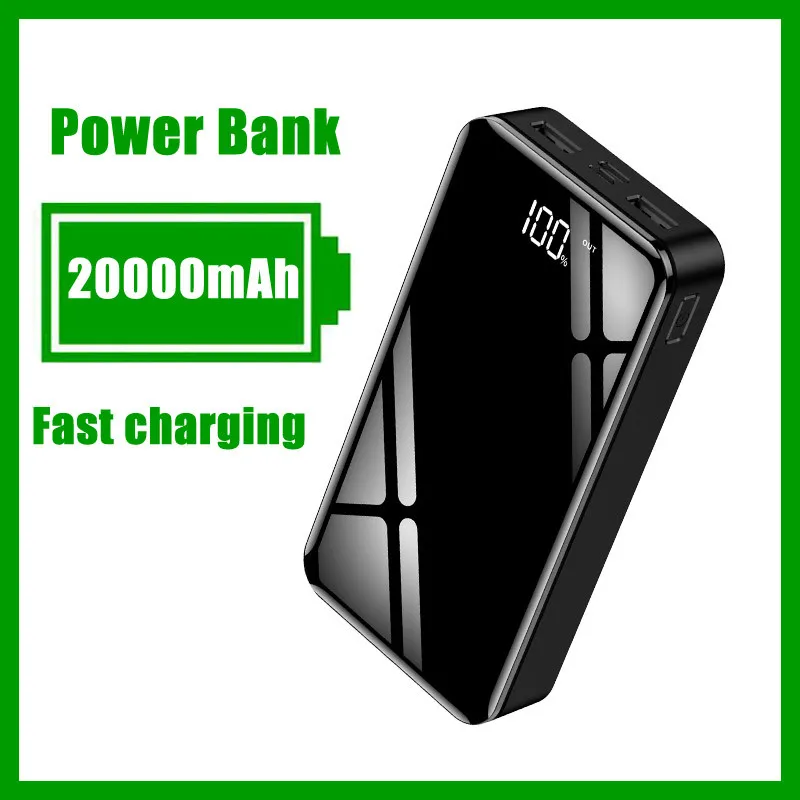 Быстрая зарядка 20000mah внешний аккумулятор Power Bank с 2 портами (стандарт LED Powerbank Type c
