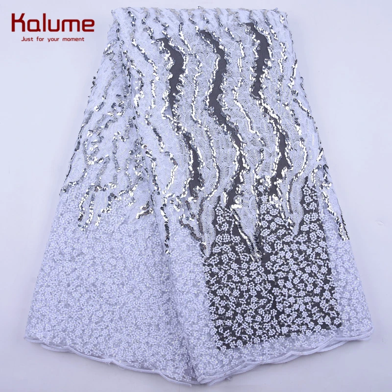 Kalume новейшие африканские блестки кружевная ткань фиолетовая французская Сетка