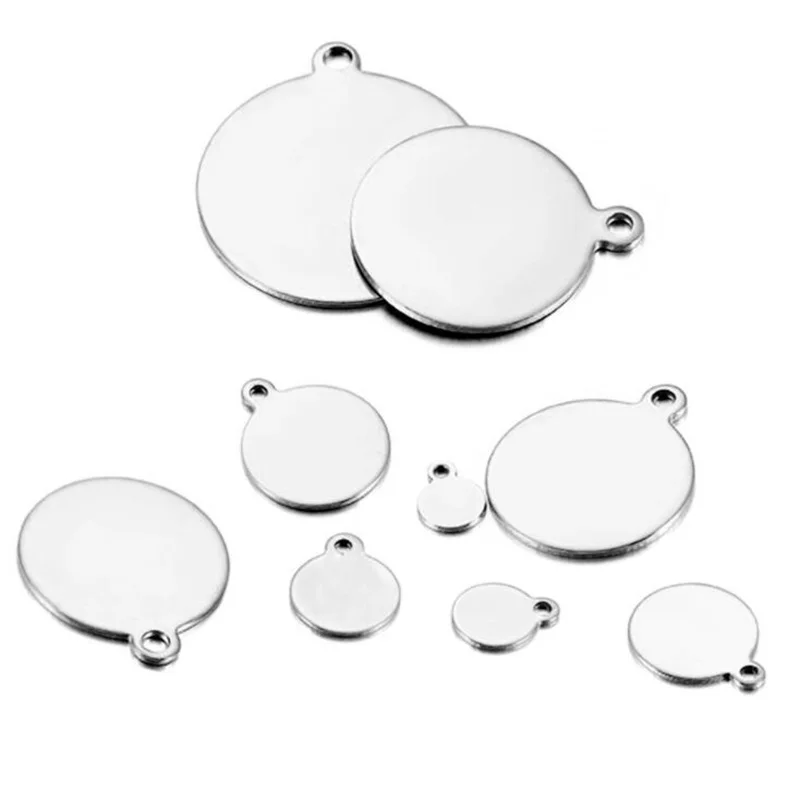 

10pcs 304 Stainless Steel Flat Round Blank Stamping Tag Pendants Charms for Bracelet Necklace Pendant Jewelry DIY Craft Making