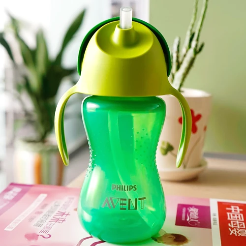 10oz 12M Avent My Bendy соломенная чашка Динозавр Детская бутылка 7 oz/200 ml 10 oz/300 ml 2/pack-синий/зеленый 9M+/12M - Цвет: 10oz 12M