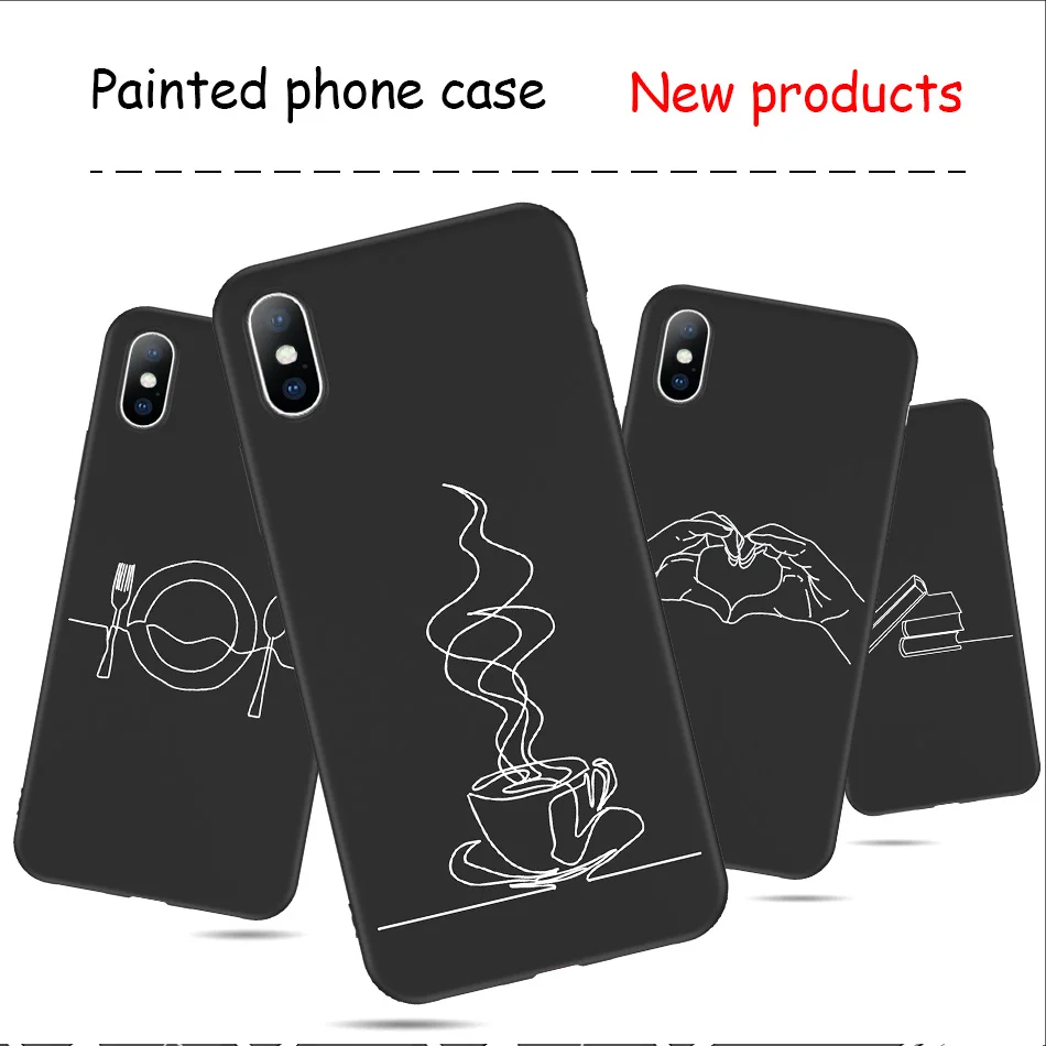 Чехол для телефона для iPhone X XR XS 11 Pro Max 6 6s 7 8 Plus, абстрактное искусство, пара, любовь, сердце, рисунок, мягкий ТПУ Черный чехол