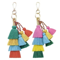 2 pack colorful boho pom pom bag charm tassel keychains handmade car key chain key ring pendant for purse handbag decor