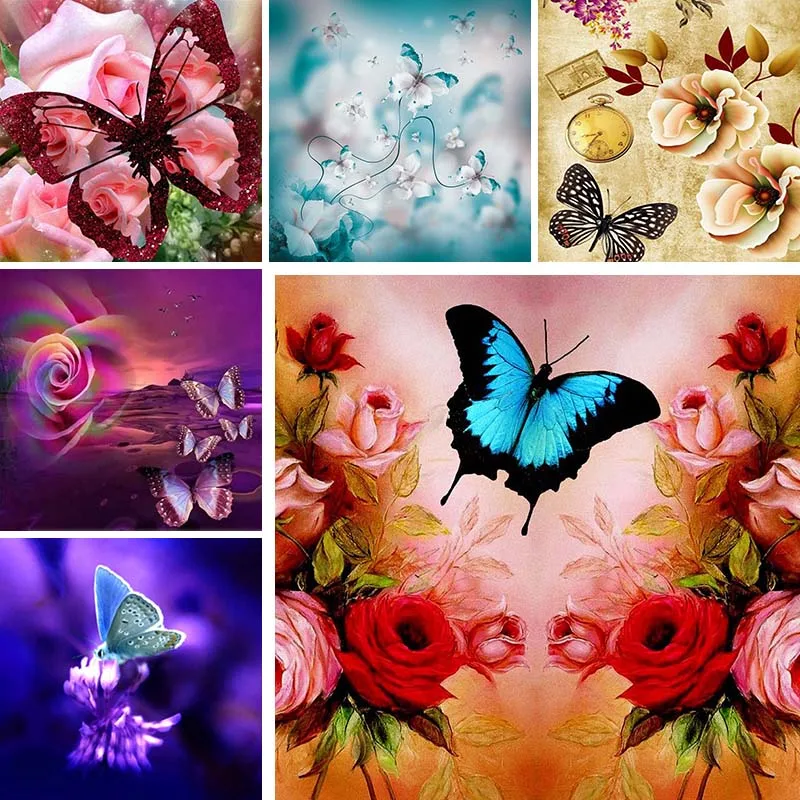

Color Photo Full Drill 5D Diy Diamond Painting Flower Butterfly Diamond Art Crystal Mosaic Embroidery Gift Room Decor O83