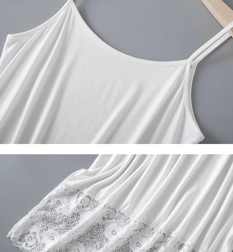 

Modal suspender underskirt for dress mid length solid color petticoat loose white lace bottom skirt vest slip dress for women