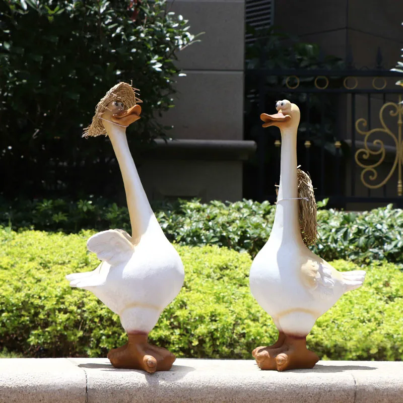 

Outdoor Straw Hat Duck Resin Ornament Cartoon Cute Duck Garden Kindergarten Decoration Home Decoration Accessories Home Decor