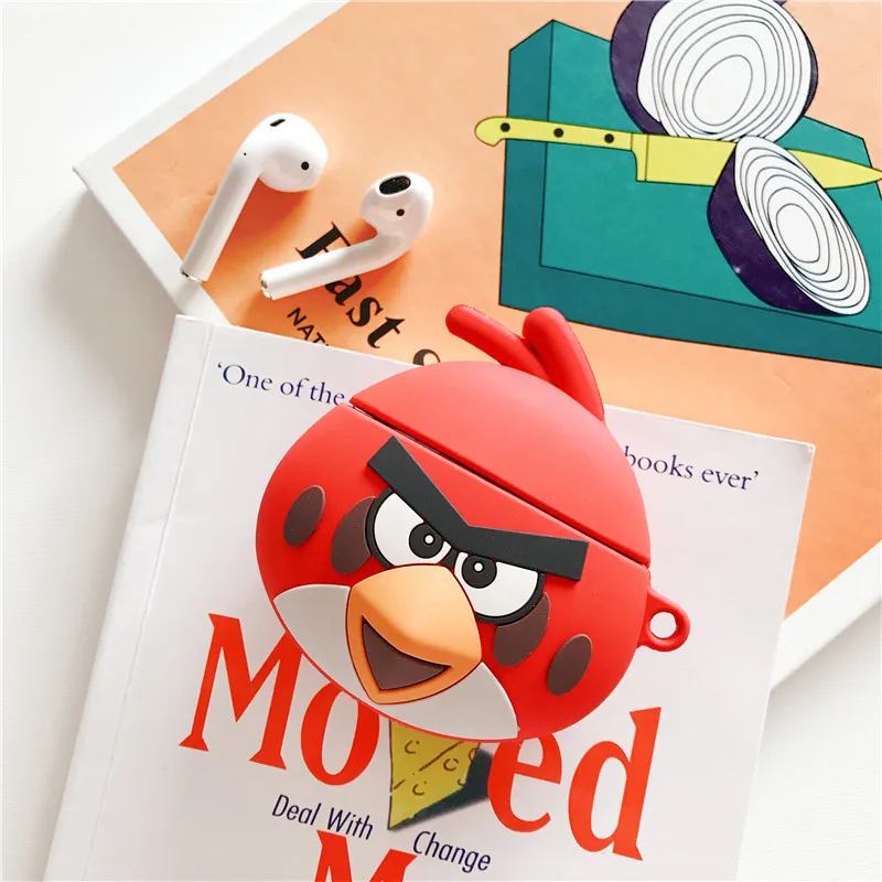 Милый 3D мультфильм прекрасный Angry Bird мягкий силиконовый наушник чехол для Apple AirPods 1/2 беспроводной Bluetooth чехол для гарнитуры