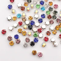 3d 4 8mm color sew on crystal glass rhinestone diamante jewels silver cup claw montees 4 holes sewing stone beads craft clothes