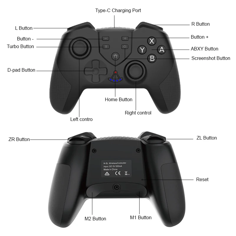Wireless Bluetooth-compatible Gamepad For N-Switch Video Game USB Joystick Controller Switch Console With 6-Axis | Электроника