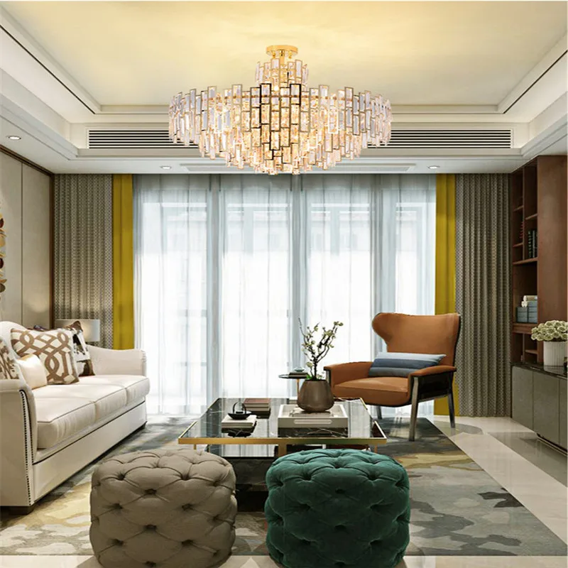 Хрустальная люстра из нержавеющей стали для гостиной современный светильник в