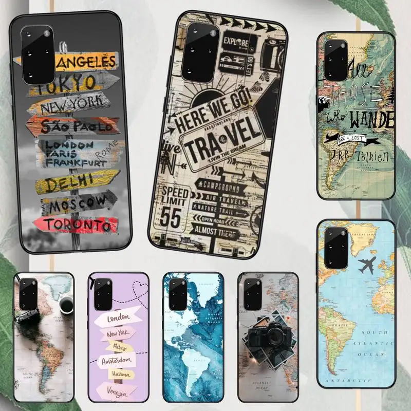 

World Map Travel Phone Case For Samsung galaxy A S note 10 7 8 9 20 30 31 40 50 51 70 71 21 s ultra plus