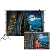 photography backdrops windowsill misty blue starry night snowflake photo background christmas backdrop for photo studio