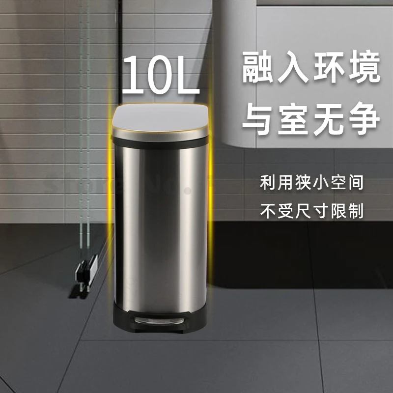 

Rectangular Small Trash Can with Lid Soft Close, Bathroom Trash Can with Removable Inner Wastebasket