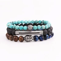 new fashion men jewelry bracelet vintage stainless steel buddha ball charms natural stone bead bracelet men jewelry gift