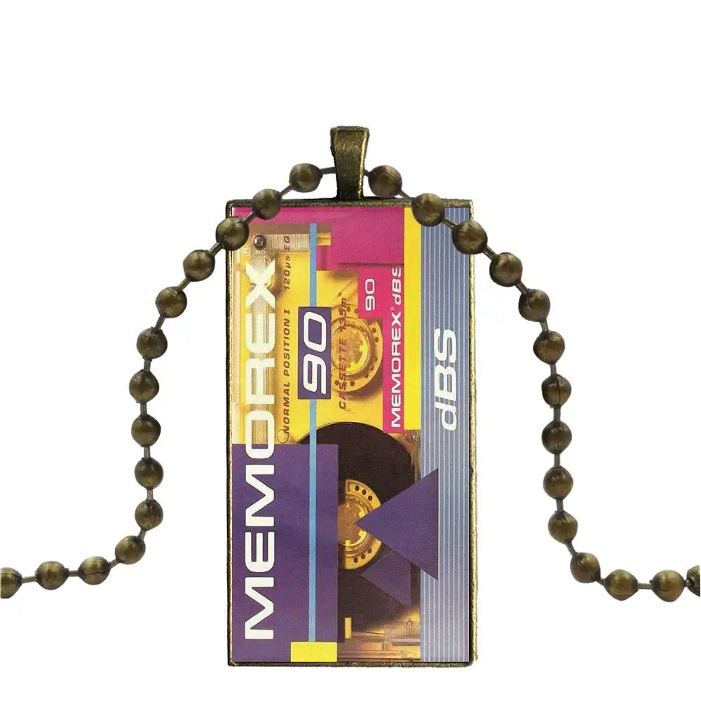 Бронзовое стекло кабошон с прямоугольной подвеской ожерелье-чокер для мужчин и