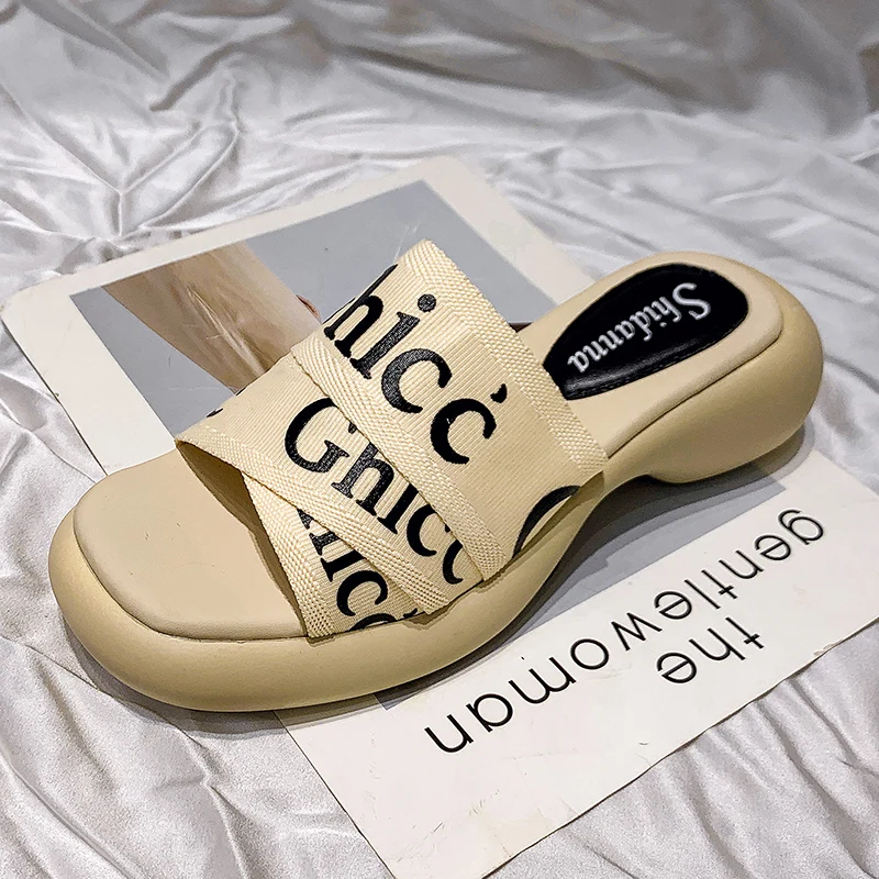 

2021 Women's Flip Flops Summer Slippers Shoes Women Open Toe Clear Outdoor Beach Slides Solid Letter Flat With Casual Sandals