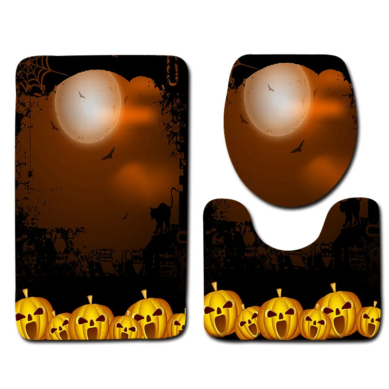 Zeegle Хэллоуин 3 шт. Набор ковриков для ванной фланелевый нескользящий коврик