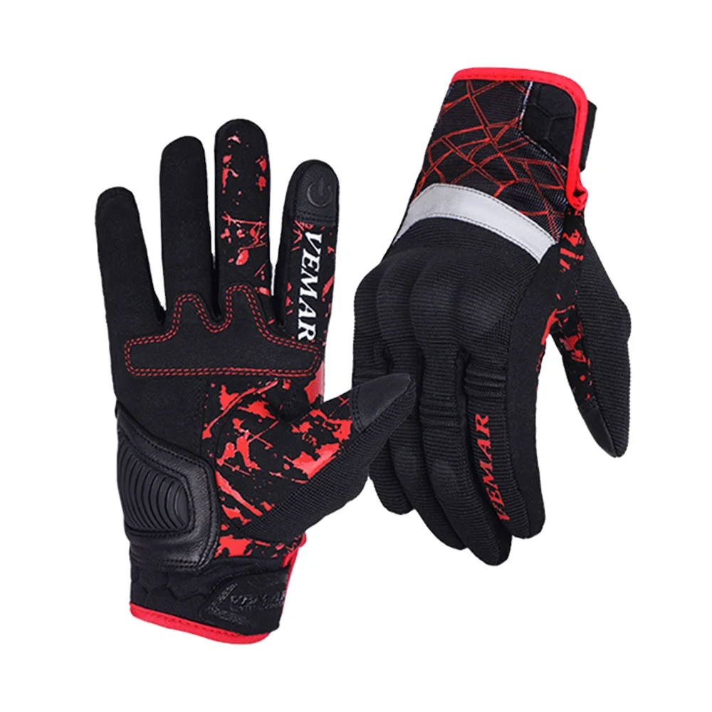

Vemar Gloves Motorcycle Touch Screen Guantes Summer Accessories Moto Glove Motorcyclist Protective Red Luvas New Year Gift Men