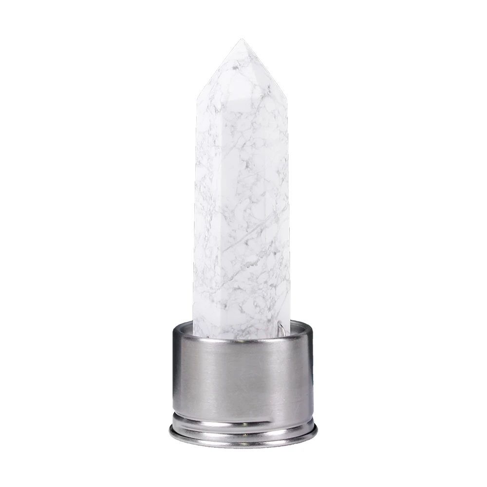 White Turquoise Натуральный кристалл Колонка энергия здоровый стакан для воды стеклянная бутылка для воды эликсир Кристалл обелиск палочка Исцеление натуральный драгоценный камень кварц - Цвет: White Turquoise