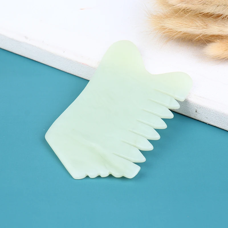 

Natural Jade Stone Pressure Therapy Guasha Scraper Stone Board Head Massage Comb Healthy Beauty Tool