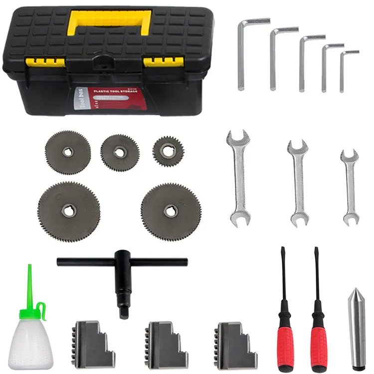 

220 mm x 600mm 1100W Metal Lathe Mini Lathe for Counter Face Turning Driling with Dead Center MT2 Gear Oil Gun Gears