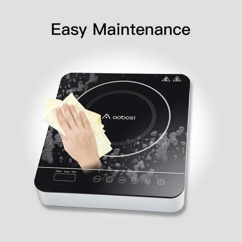 

Aobosi Induction Cooker 2000W Ceramic Glass Plate with LED Display ,Power Setting and Timer Function