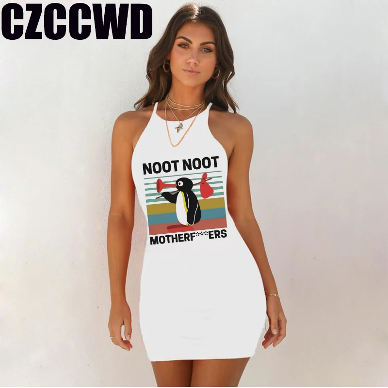 

Summer 2020 Dress Cute Noot Noot Printed Vestidos Woman Dress Vintage Aesthetic Women Tight Dresses Luxury Women's Clothing