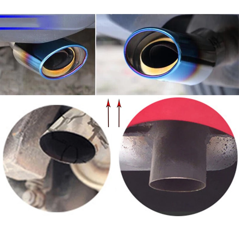 Автомобильная задняя труба PMFC жареная синяя выхлопная из нержавеющей стали