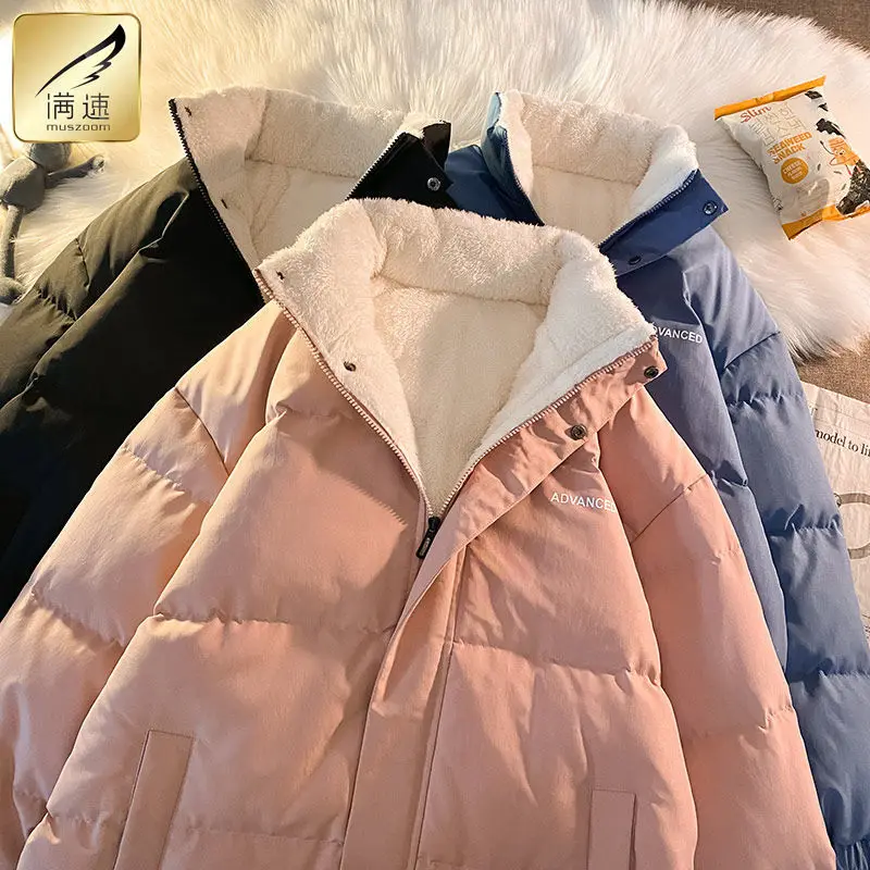 

Cashmere cotton padded jacket men's winter couple fashion stand collar cotton padded jacket men's thickened jacket