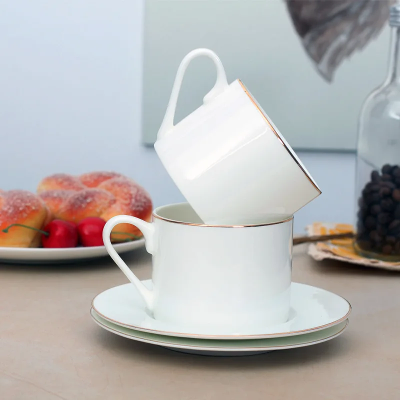 Fun Fervent White Bone China Coffee Cup Simple and Saucer Set Phnom Penh Can Add LOGO European Kitchenware | Дом и сад