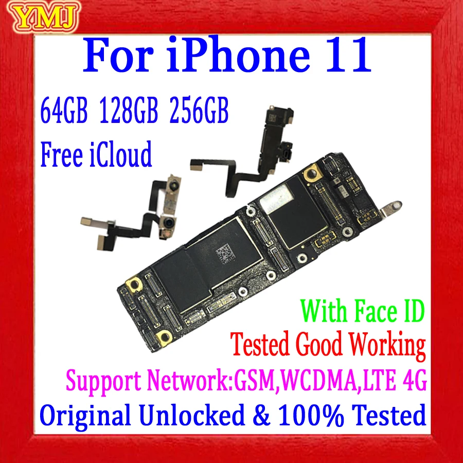 

100% оригинальная разблокированная материнская плата для iphone 11 с/без Face ID с IOS + полные чипы, логическая плата, поддержка обновления, протестир...