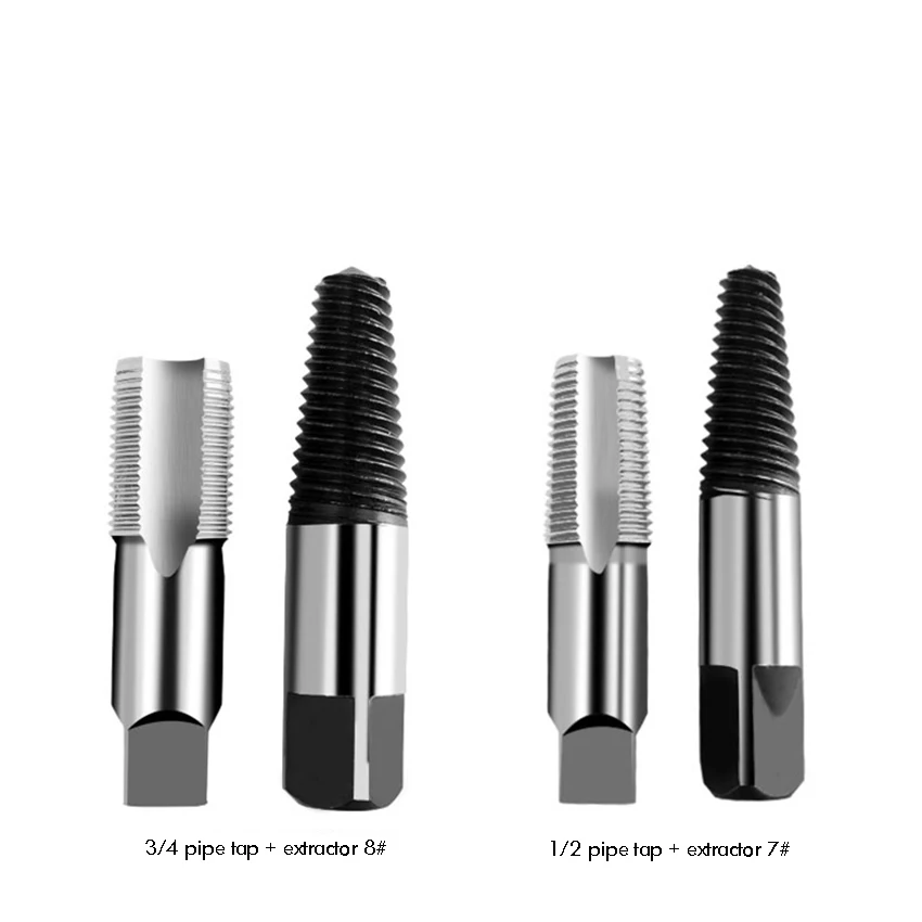 

1/2", 3/4" NPT Pipe Tap, Carbon Steel, Damaged Screw Broken Bolt Water Pipe Extractor Remover, Home Water Pipe Repair Tool