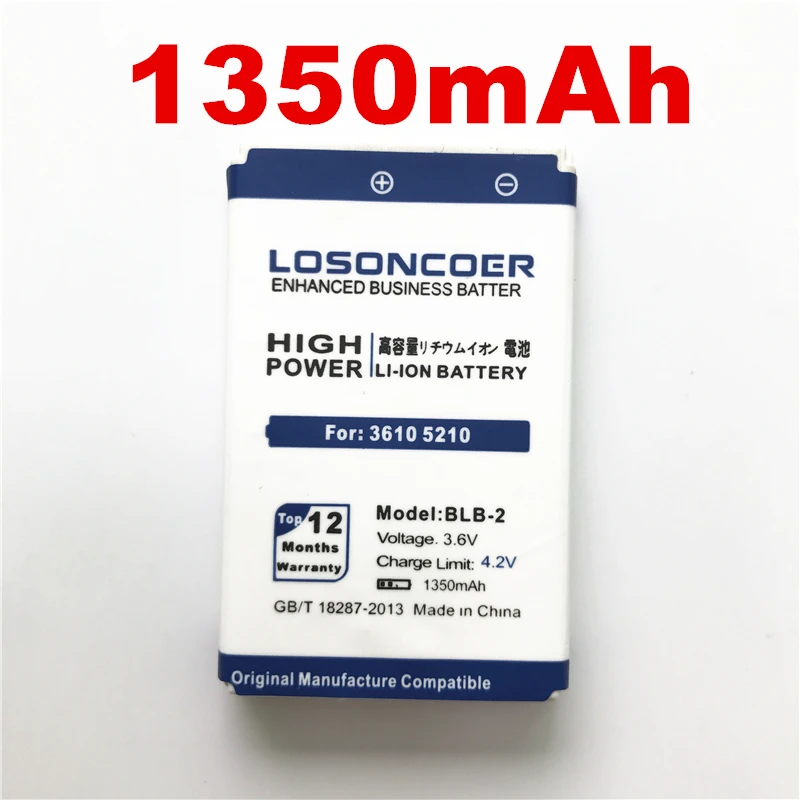 100% Оригинальный LOSONCOER 1350mAh BLB 2 BLB2 аккумулятор для Nokia 3610 5210 7650 6500 6510 8210 8850 8250 8310 8890
