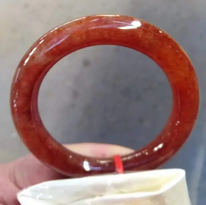 Оптовая продажа Круглый браслет из Мьянмы натурального нефрита желто-Красного