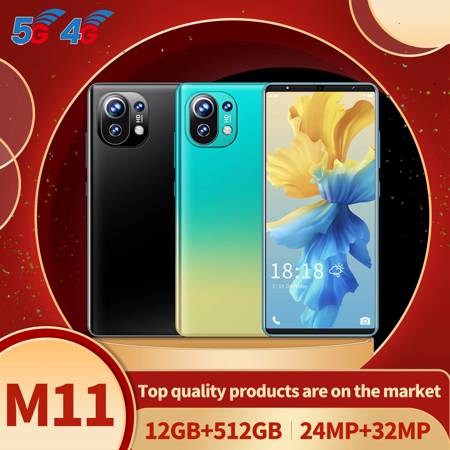 

NEW Global Version M11 Smartphone 12+512GB 5200mAh 10Core 6.1Inch Dual SIM Dual Standby Support Face ID 5G Android CellPhone